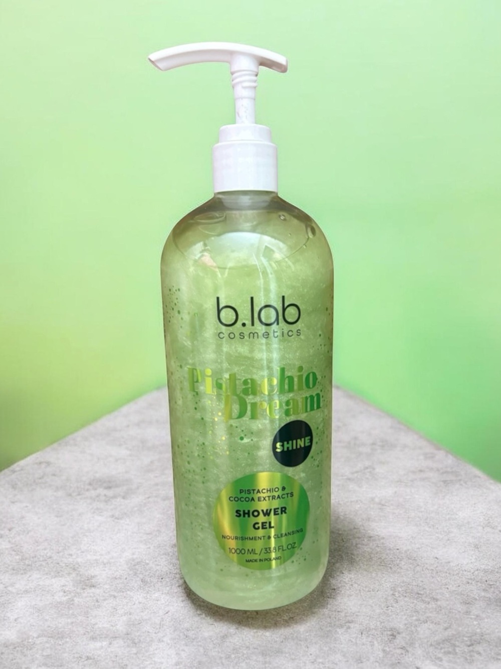 B.lab Cosmetics Pistachio Dream Shower Gel with Cocoa Extract 1000 mL / 33.8 oz